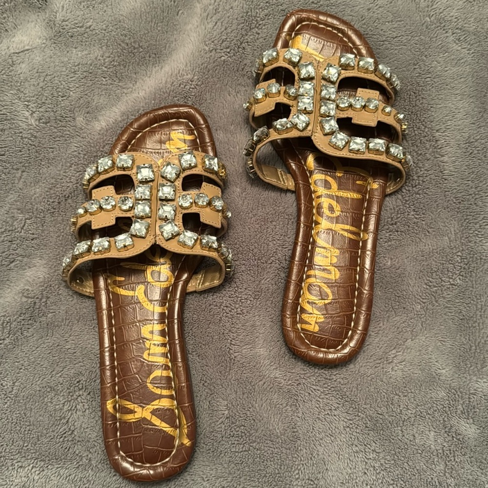 Sam Edelman Embellished nude Slides